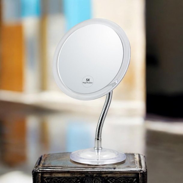 Spejl p justerbar metalfod med X5 forstrrelse - 17cm